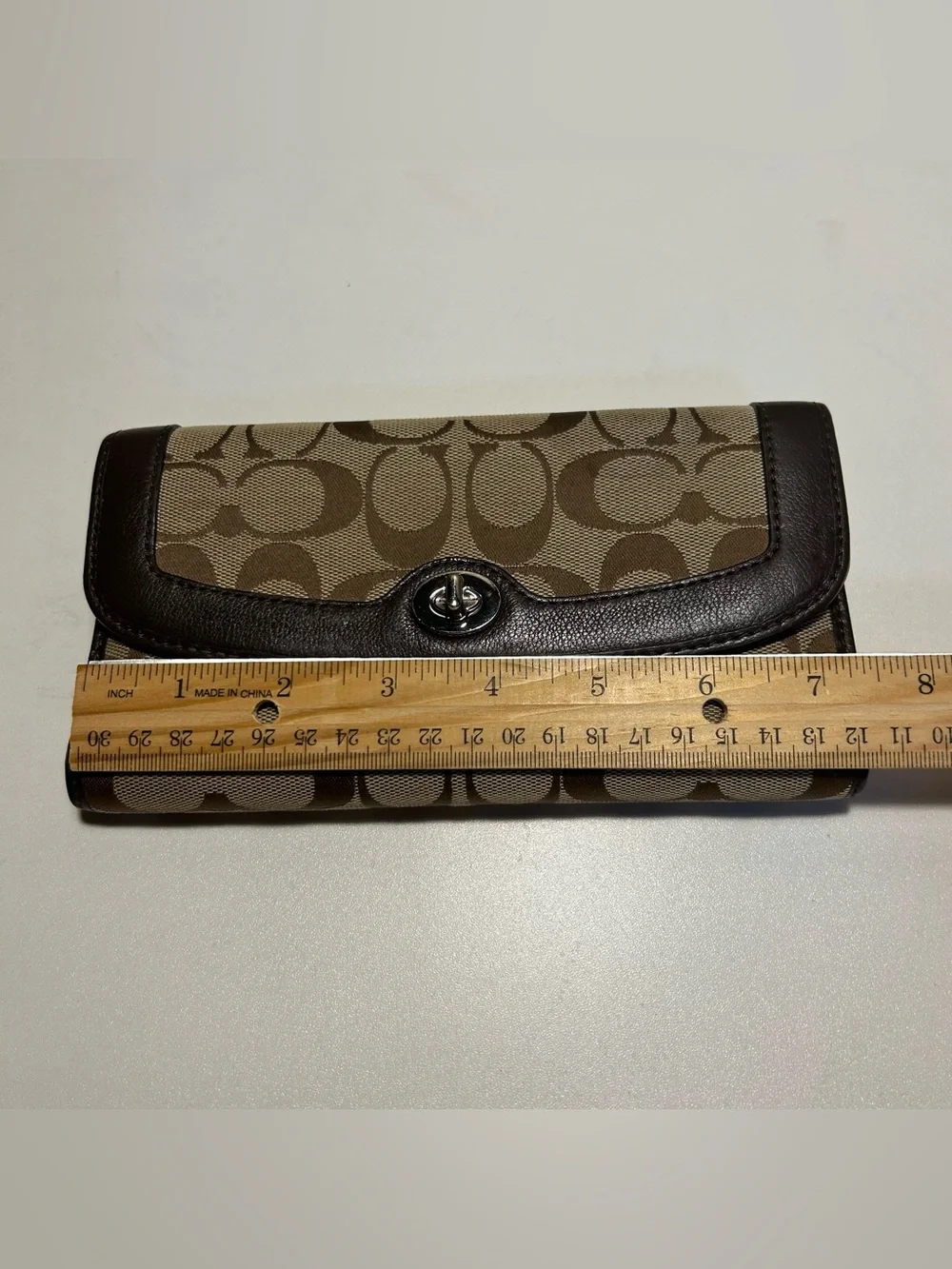 Coach Vintage Khaki Signature Canvas Turnlock Wallet
